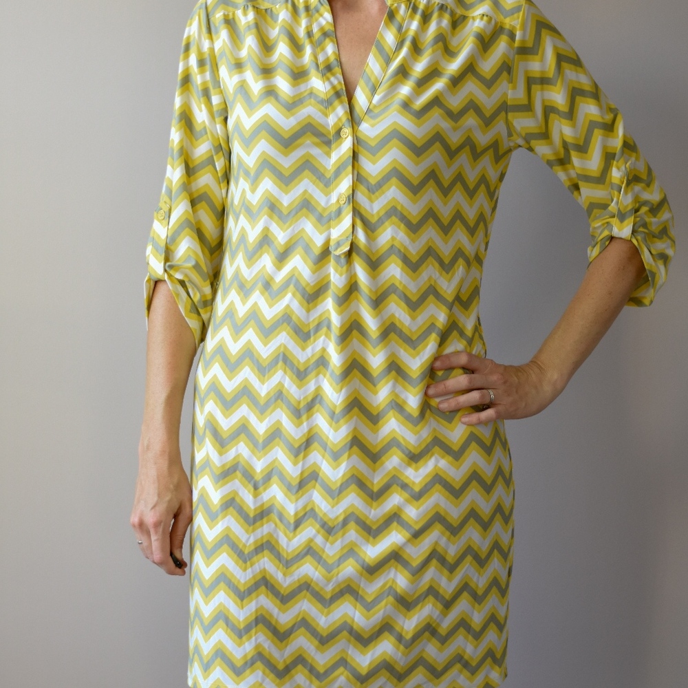 3/4 Sleeve Chevron lightweight shift dress